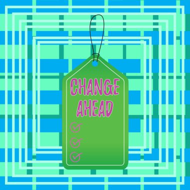 Metin işareti İleride Değişiklik Gösteriyor. Değiştirmek için kavramsal fotoğraf ya da takas başka bir boş etiket boş alan renk arkaplan dikdörtgeni olur.