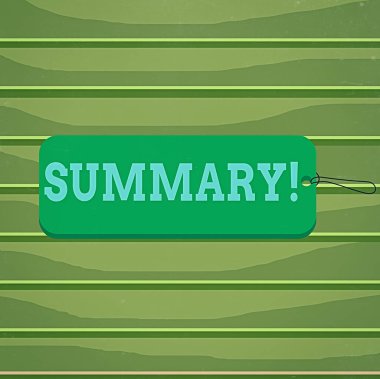Özeti gösteren kavramsal el yazısı. Bir şeyin ana noktalarının iş fotoğrafı özeti veya hesabı Etiket etiketi dikdörtgen şekilli dizi renkli arkaplan.
