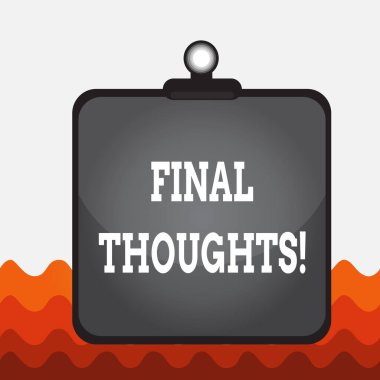 Son Düşünceleri gösteren kavramsal el yazısı. İş fotoğrafı metni, vardığınız sonuç içindeki son birkaç cümle olmalıdır. Pano renkli arkaplan klipsi sıkıştı, tahta çerçeveye yapıştı.