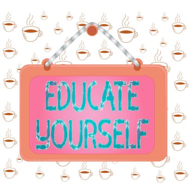 Kendini Eğittiğini gösteren bir not yazıyorum. İş fotoğrafı gösterimi kendinizi ya da belirli bir alanda birini ya da kişiyi hazırlayın. Sabit tırnak çerçevesi arkaplan dikdörtgen paneli.