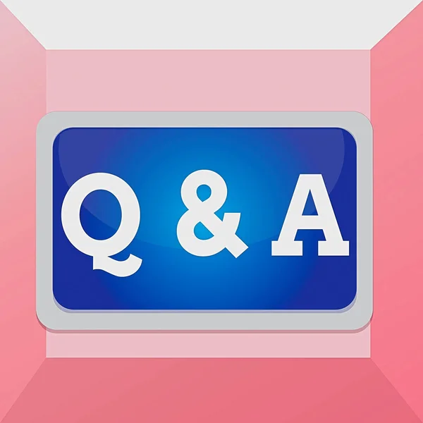 显示Q和A.的概念手写体商业照片文本定义为被询问的问题和回答板矩形白框空的固定颜色面板. — 图库照片