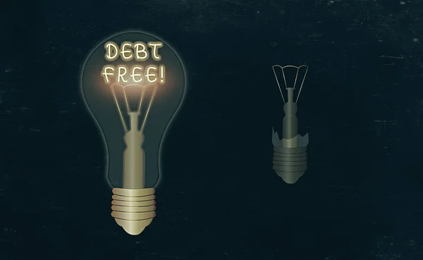 Scrittura concettuale a mano che mostra Debt Free. Business photo showcase non possiede alcun denaro a qualsiasi individuo o società . — Foto Stock