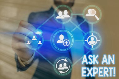 Kelime yazma Uzmanı Sor. Bir konuda yetenekli ya da bilgili birine danışma konsepti.