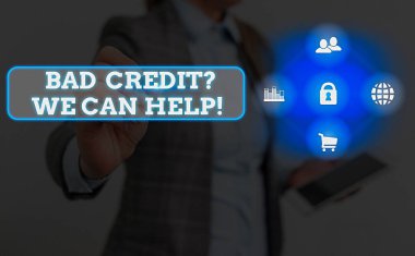 Kelime yazma metin Kötü Kredi Soru Biz Yardımcı olabilir. Kredi için sonra reddedildi sonra yardım sunan iş kavramı.