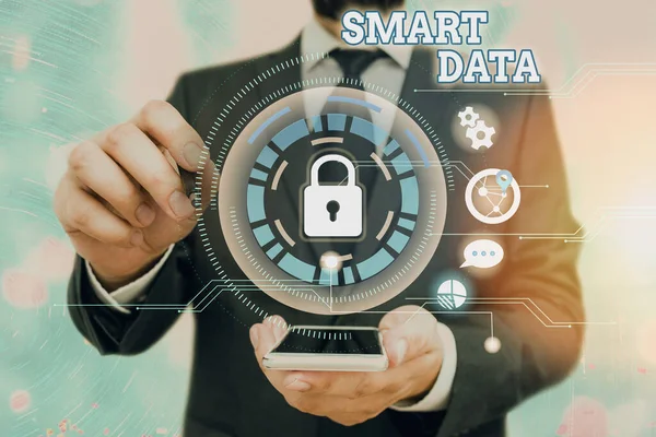 Scrivere a mano testo Smart Data. Concetto che significa informazioni digitali formattate per un ulteriore consolidamento . — Foto Stock