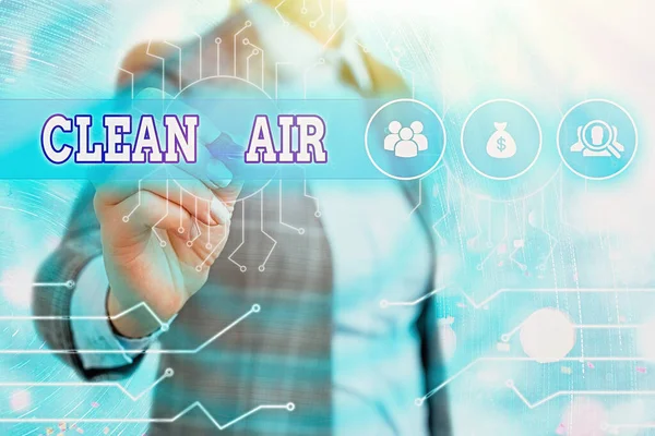 Word writing text Clean Air. Business concept for air that has no harmful levels of dirt and chemicals in it.