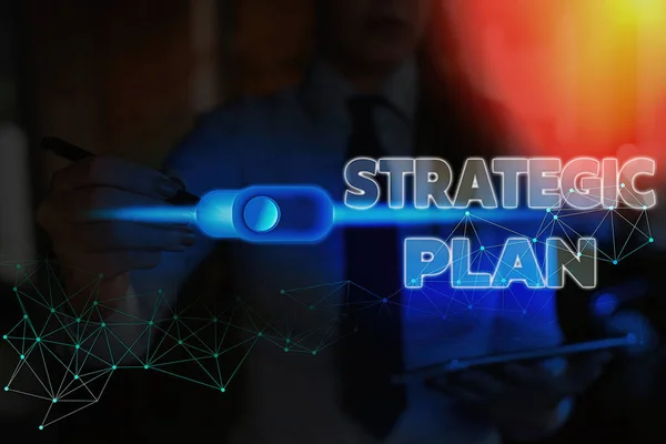 Text sign showing Strategic Plan. Conceptual photo a systematic process of envisioning a desired future. — Stock Photo, Image