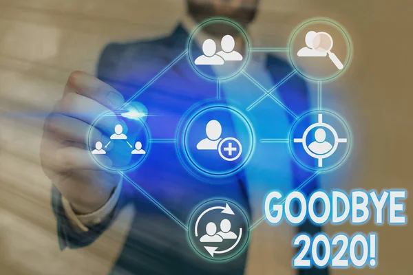 Woord schrijven tekst Good Bye 2020. Zakelijk concept voor uitdrukkelijke goede wensen bij afscheid of aan het einde van vorig jaar. — Stockfoto