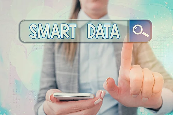 Kézírás szöveg írás Smart Data. A további konszolidáció céljából formába öntött digitális információ fogalma. — Stock Fotó