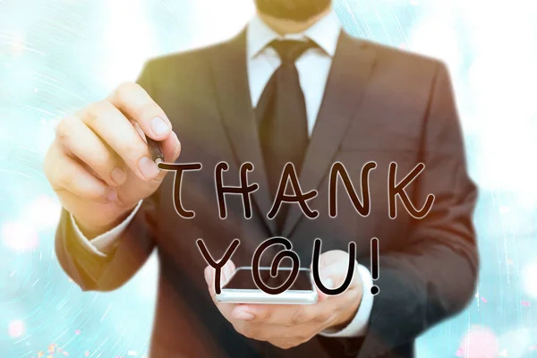 Handwriting text Thank You. Concept meaning polite expression used when acknowledging gift service compliment. — Stock Photo, Image
