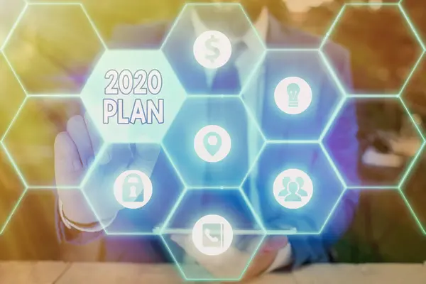 Textschild mit dem Plan 2020. Konzeptionelles Foto herausfordernde Ideen Ziele für das neue Jahr Motivation zum Start. — Stockfoto