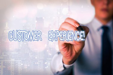 Kelime yazma Müşteri Deneyimi. Organizasyon ve alıcı arasındaki etkileşimin ürünü için iş konsepti.