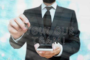 El yazısı metni. Takımımıza katıl. Kavram, yerel grup veya şirketinize birini davet etmek anlamına gelir..