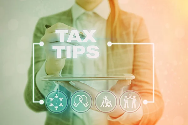 Word writing text Tax Tips. Business concept for compulsory contribution to state revenue levied by government. — Stock Photo, Image