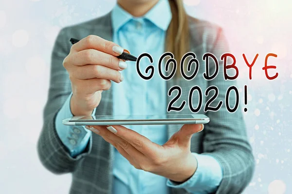 Text sign showing Good Bye 2020. Conceptual photo express good wishes when parting or at the end of last year.