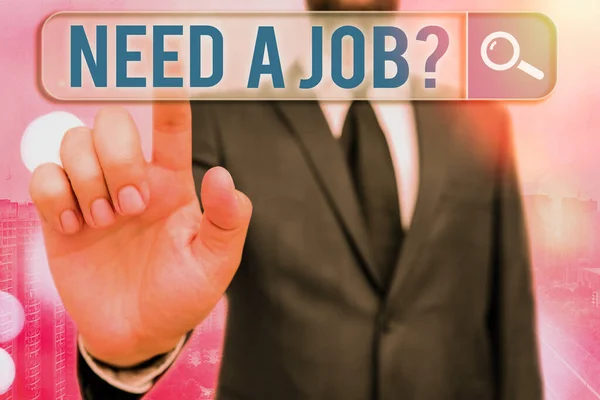 A Need A Job Question felirata. Üzleti fotó bemutatása toborzás demonstráló konkrét feladatkört vagy funkciót. — Stock Fotó