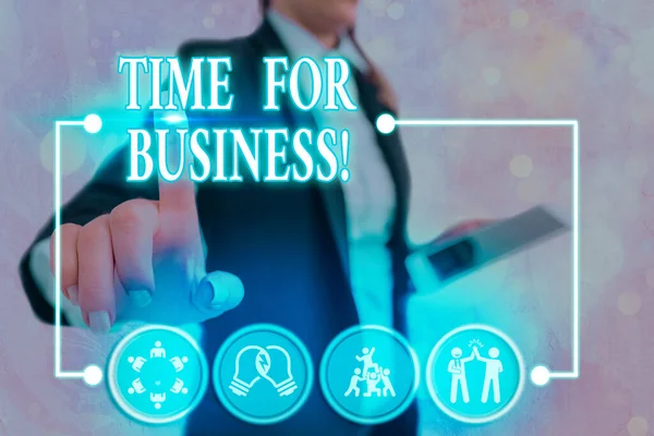 Escritura manual conceptual que muestra Time For Business. Texto de la foto comercial cumplir con las transacciones dentro del período prometido al cliente . —  Fotos de Stock
