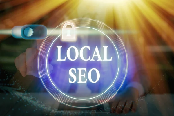 Word writing text Local Seo. Business concept for optimize your website to rank better for a local audience. — Stock Photo, Image