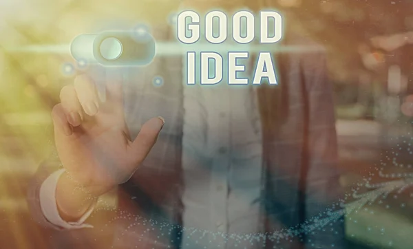 Word writing text Good Idea. Business concept for an excellent suggestion and plan for achieving something. — Stock Photo, Image