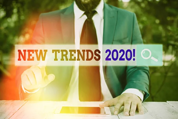 Schreiben Notiz zeigt New Trends 2020. Business-Foto zeigt die allgemeine Richtung, in die sich etwas entwickelt. — Stockfoto