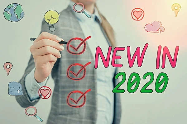 Написання нотаток, що показують Нове 2020 року. Ділове фото, що показує те, що очікуватиме або нове творіння 2020 року . — стокове фото