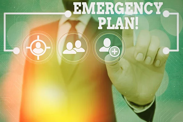 Scrivere un testo Piano di emergenza. Concetto significa azioni sviluppate per mitigare il danno di eventi potenziali . — Foto Stock