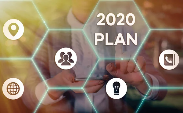 Texte textuel 2020 Plan. Concept d'entreprise pour définir vos objectifs et vos plans pour l'année en cours ou en 2020 . — Photo