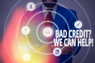 Kötü Kredi sorusunu gösteren bir metin işareti. Olumlu ödeme geçmişi elde etmek için yardım Kavramsal fotoğraf.