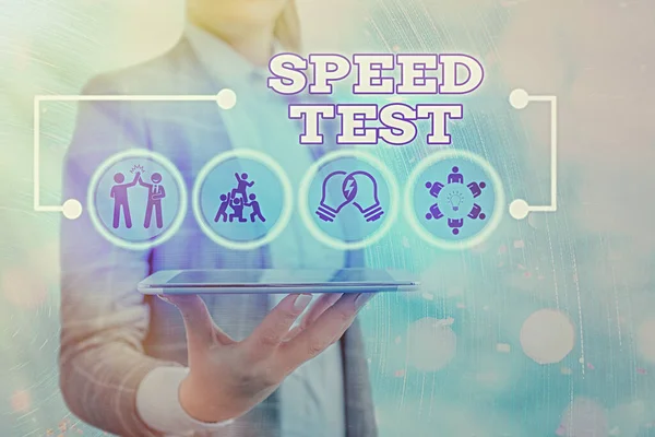 Ecriture conceptuelle montrant Speed Test. Business photo texte test psychologique pour la vitesse maximale d'exécution d'une tâche . — Photo