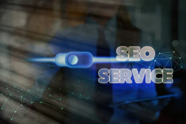 Textová značka zobrazující Seo Service. Koncepční fotografické techniky a postupy pro zvýšení viditelnosti webových stránek. — Stock fotografie