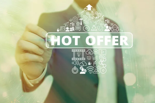 Sms-bord met Hot Offer. Conceptuele foto product of programma dat wordt aangeboden tegen gereduceerde prijzen of tarieven. — Stockfoto