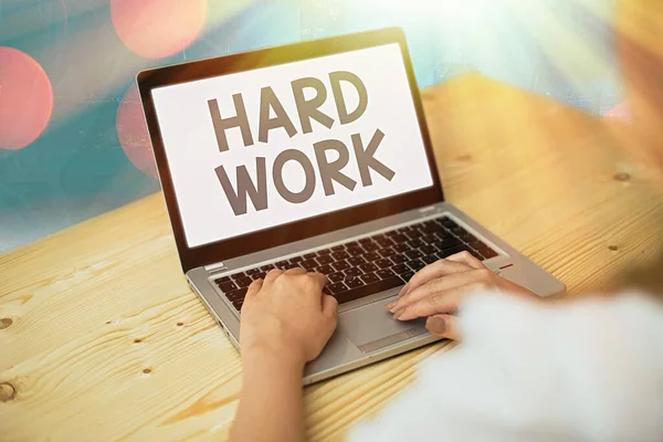 Conceptual hand writing showing Hard Work. Business photo text always putting a lot of effort and care into work or endurance. — Stockfoto