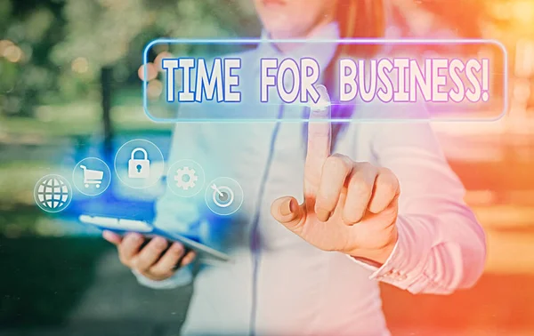 El yazısı metin Time For Business. Müşteriye vaat edilen süre içinde yapılan işlemlerin yerine getirin kavramı. — Stok fotoğraf