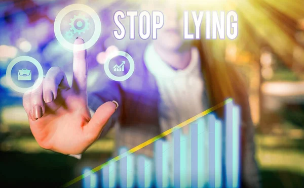 Håndskriftstekst Stop med at lyve. Concept betydning sætte en stopper for kronisk adfærd kompulsiv eller sædvanlige liggende . - Stock-foto