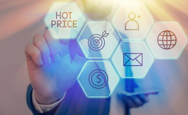 Ordskrivning text Hot Price. Affärsidé för köpare eller säljare kan få något för en produkt som säljs eller köps. — Stockfoto