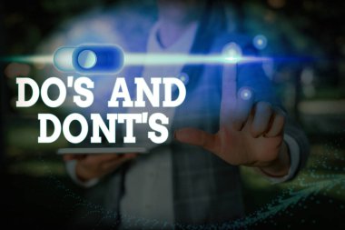 Do S And Dont S. İş fotoğraf metin Kuralları veya gümrük bazı faaliyet veya eylemler ile ilgili gösteren kavramsal el yazısı.