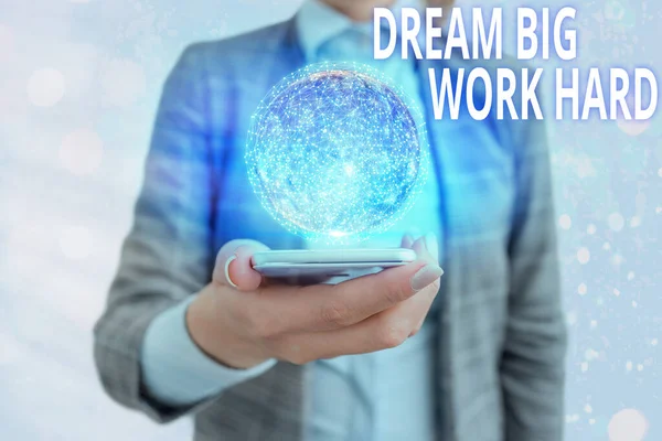 Konceptuell handstil som visar Dream Big Work Hard. Affärsfoto visa upp Tro på dig själv och följ drömmar och mål Delar av denna bild som tillhandahålls av NASA. — Stockfoto