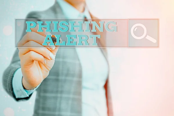 Word Writing Text Phishing Alarm. Geschäftskonzept für bewusste bis betrügerische Versuche, an sensible Informationen zu gelangen. — Stockfoto