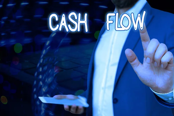 キャッシュフローを示す概念的な手書き。流動性に影響を与えるお金の動きを示すビジネス写真. — ストック写真