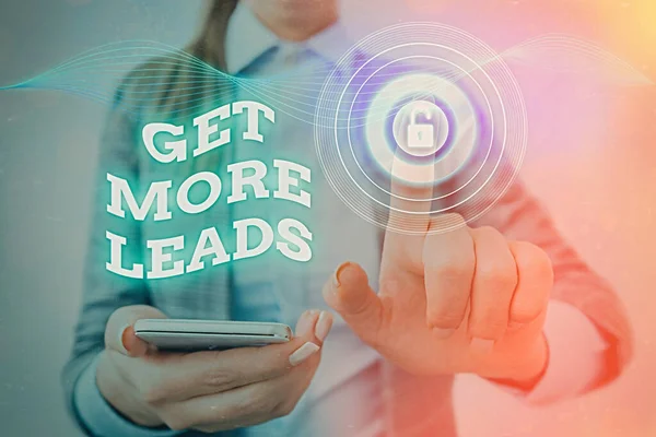 Writing note showing Get More Leads. Business photo showcasing to have more customers and improve your target sales. — Stock Photo, Image