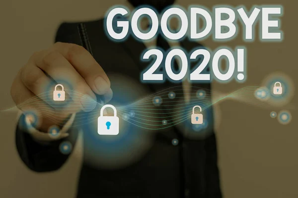 Text sign showing Good Bye 2020. Conceptual photo express good wishes when parting or at the end of last year. — Stock Photo, Image