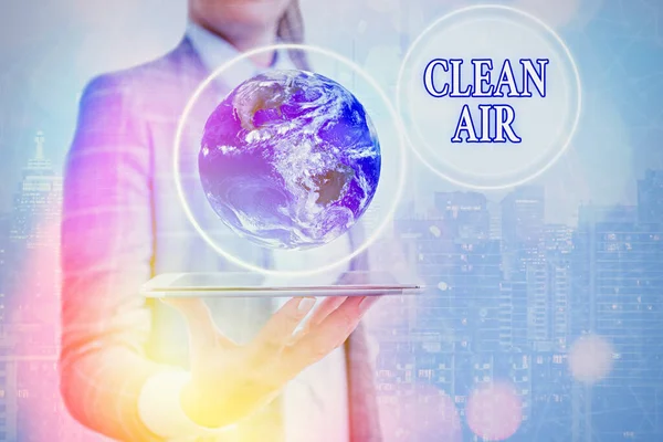 Konceptuell handstil som visar Clean Air. Affärsfoto visa upp luft som inte har några skadliga nivåer av smuts och kemikalier i det Delar av denna bild som tillhandahålls av NASA. — Stockfoto
