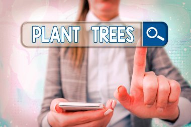 Bitki Ağaçları 'nın el yazısı. Toprak ekimi ve ormancılık için ağaç dikme sürecini kavramsallaştır.