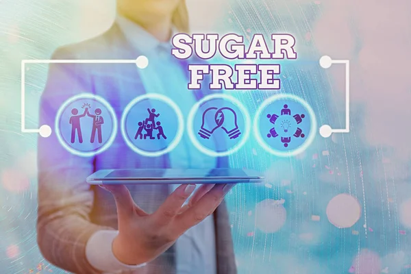 Εννοιολογικό χειρόγραφο που δείχνει το Sugar Free. Επαγγελματικό φωτογραφικό κείμενο που περιέχει τεχνητή γλυκαντική ουσία αντί για ζάχαρη. — Φωτογραφία Αρχείου