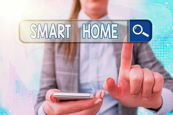 Handschrift Textschreiben Smart Home. Konzept bedeutet Automatisierung System Steuerung Beleuchtung Klima Entertainment-Systeme. — Stockfoto