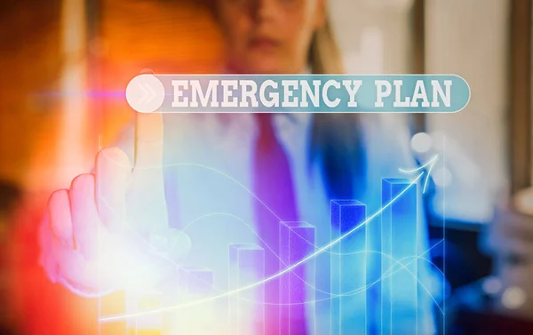 Text sign showing Emergency Plan. Conceptual photo procedures for handling sudden or unexpected situations. — Stock Photo, Image