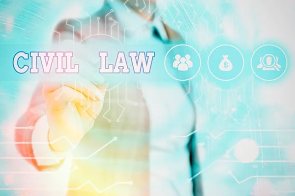 Word writing text Civil Law. Business concept for Law concerned with private relations between members of community. — Stock Photo, Image