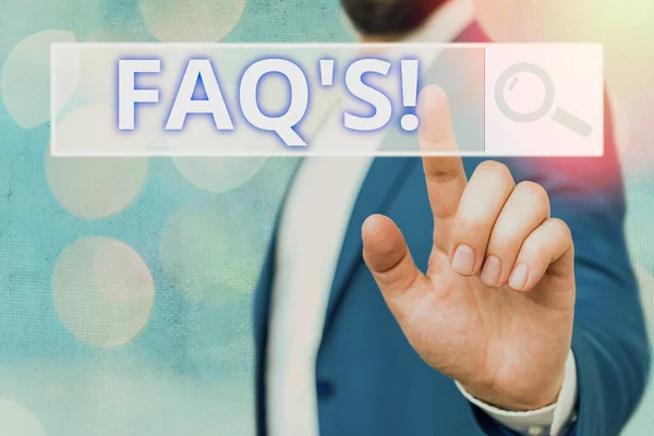 Text sign showing Faq. Conceptual photo a list of questions and answers relating to a particular subject. — Stock Photo, Image