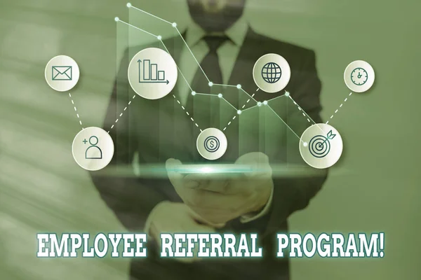 Signo de texto que muestra el Programa de Referencia de Empleados. Foto conceptual método de reclutamiento interno empleado por las organizaciones . — Foto de Stock