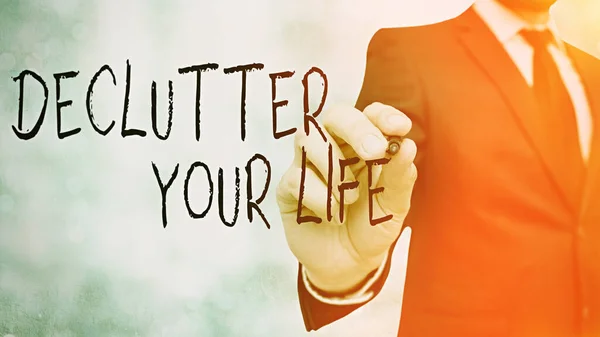 Tulisan kata Declutter Your Life. Konsep bisnis untuk menghilangkan hal-hal luar biasa atau informasi dalam hidup . — Stok Foto